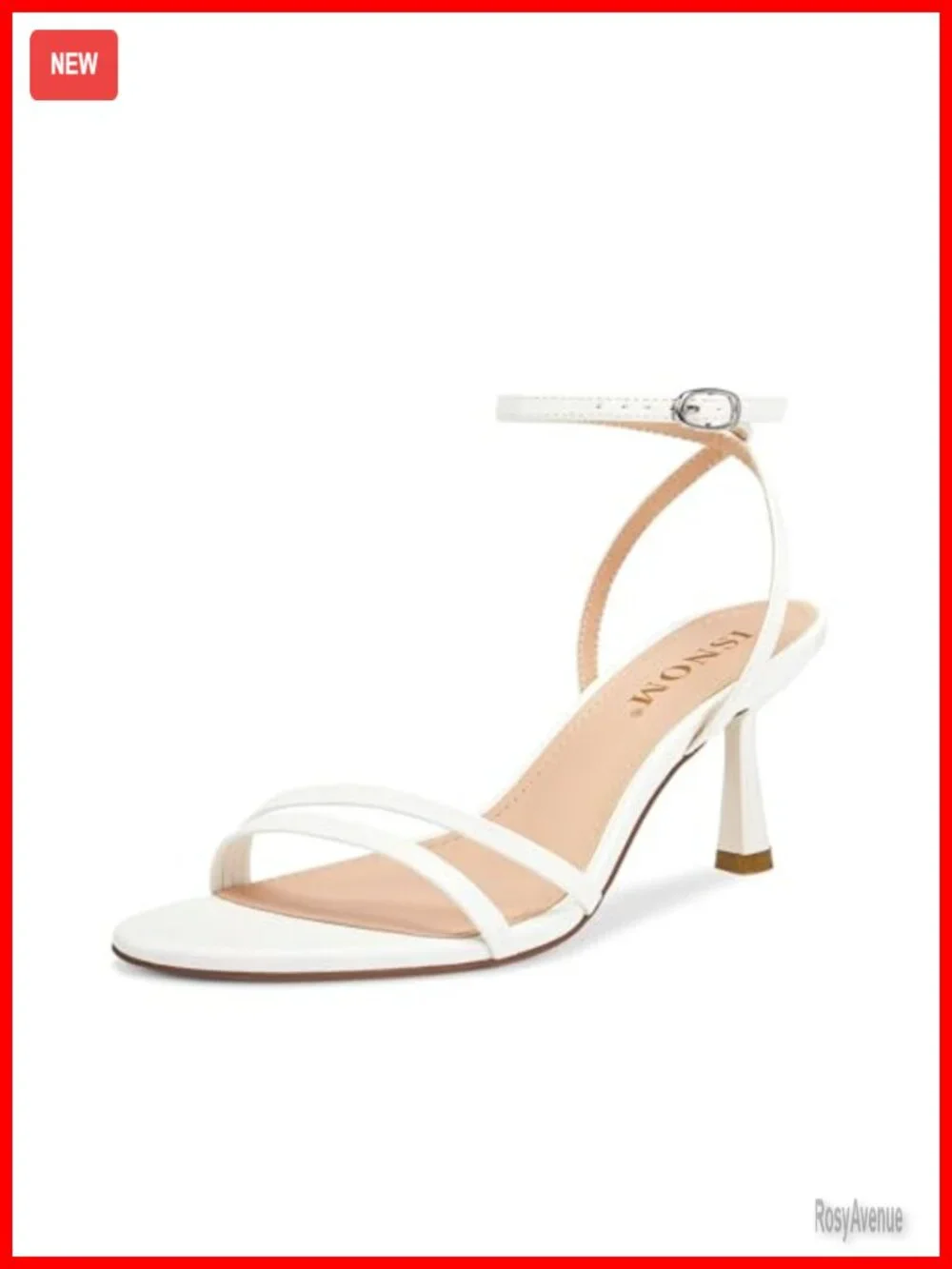Kitten Heel Sandals with Ankle Strap, Arch Support, Faux Leather